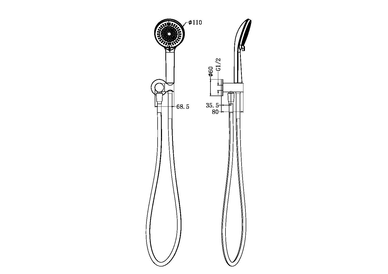 NERO PROJECT ROUND SHOWER ON BRACKET 110MM CHROME