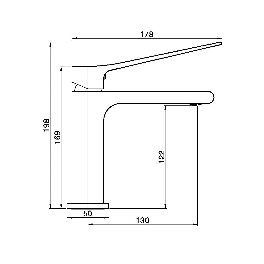 NERO BIANCA CARE BASIN MIXER 198MM MATTE BLACK