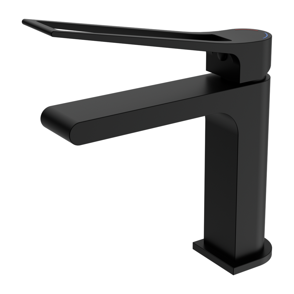 NERO BIANCA CARE BASIN MIXER 198MM MATTE BLACK