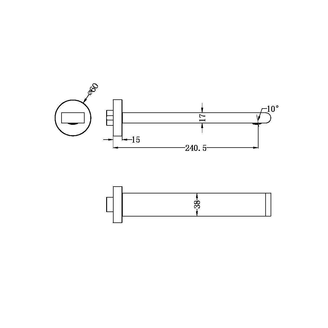 NERO BIANCA WALL BASIN/ BATH SPOUT 240MM CHROME