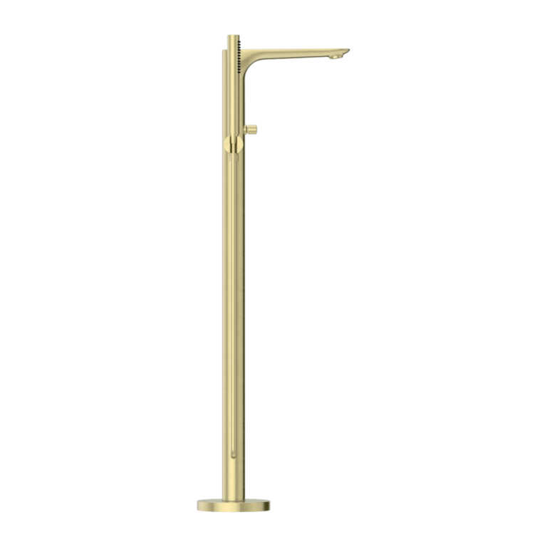 NERO BIANCA FREESTANDING BATH MIXER WITH HAND SHOWER 1005MM BRUSHED GOLD