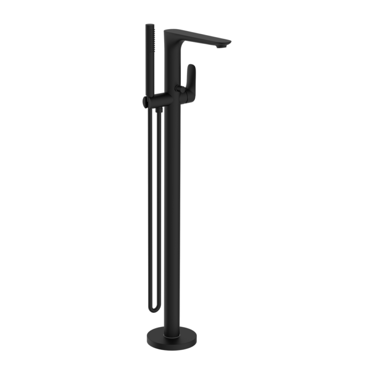 NERO BIANCA FREESTANDING BATH MIXER WITH HAND SHOWER 1005MM MATTE BLACK