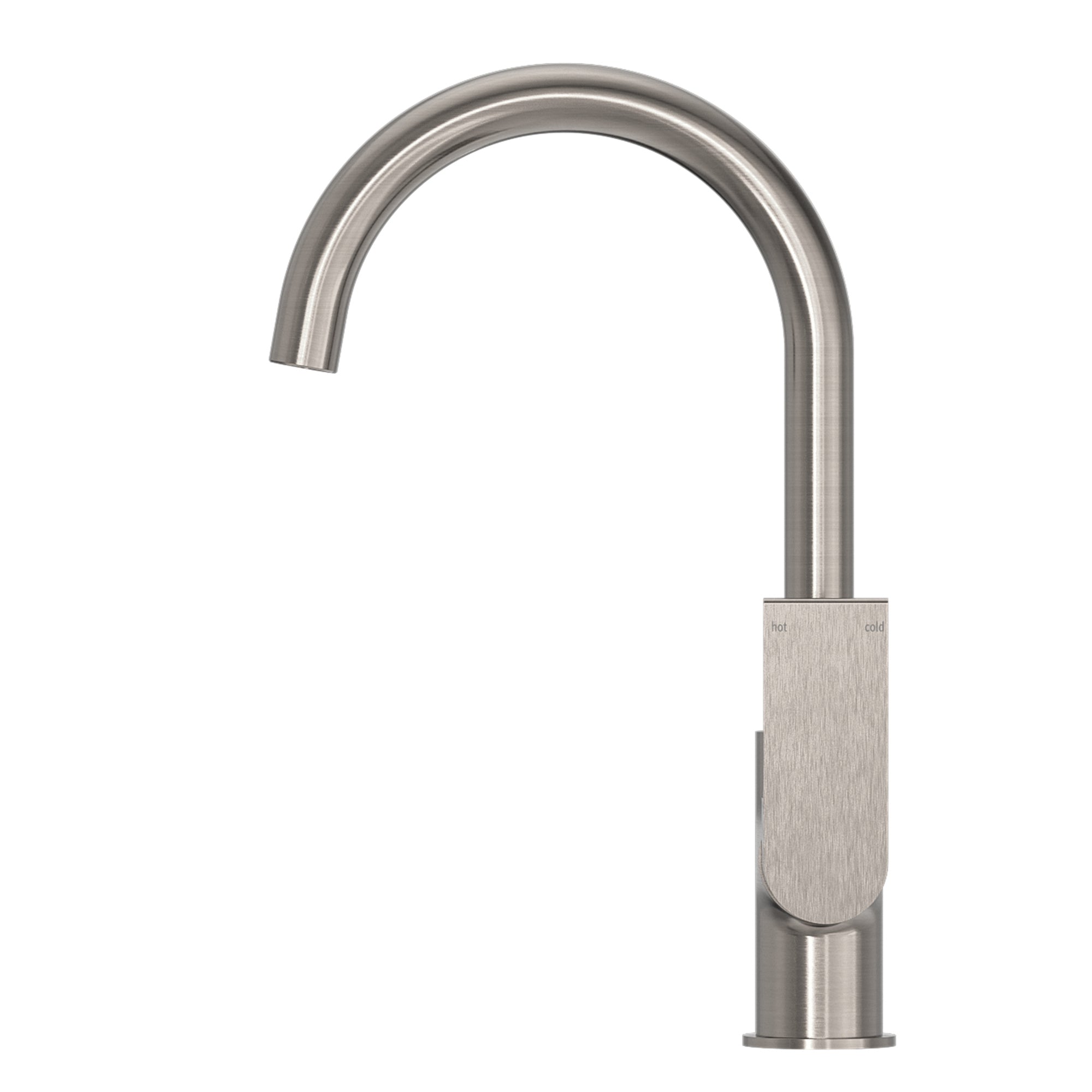 NERO BIANCA KITCHEN MIXER GOOSENECK SPOUT 339MM BRUSHED NICKEL