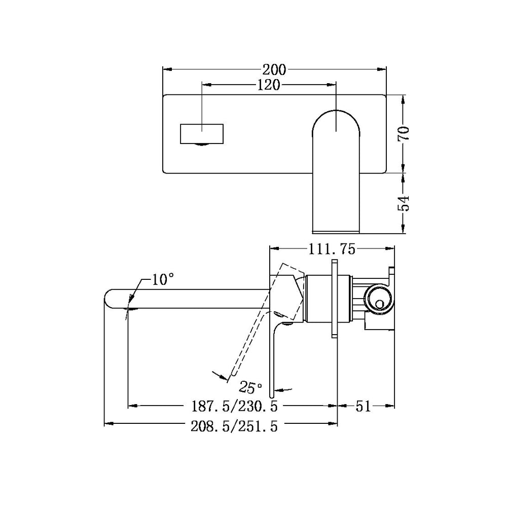 NERO BIANCA WALL BASIN/BATH MIXER BRUSHED BRONZE (AVAILABLE IN 187MM AND 230MM)