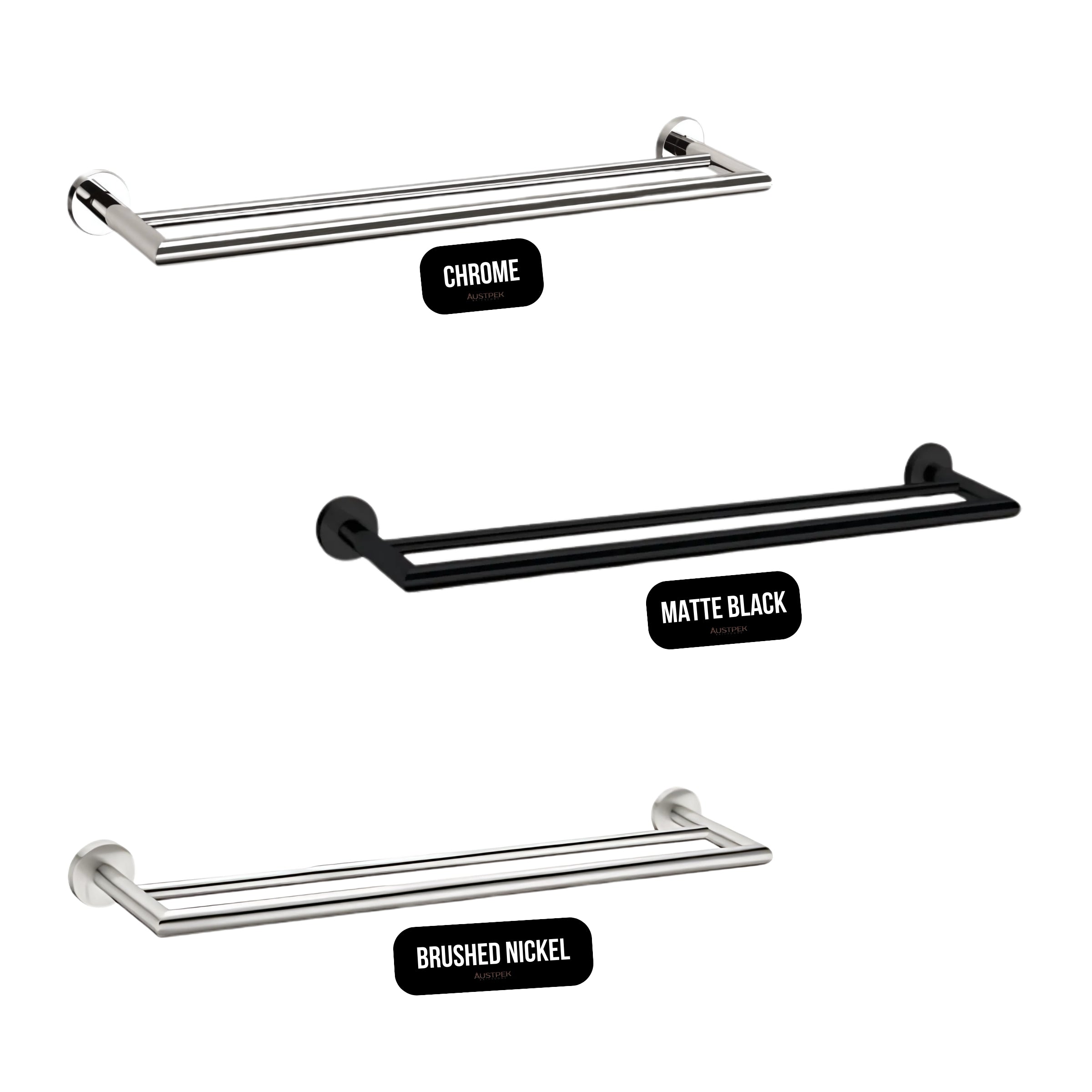 NERO DOLCE DOUBLE TOWEL RAIL CHROME (AVAILABLE IN 700MM AND 900MM)