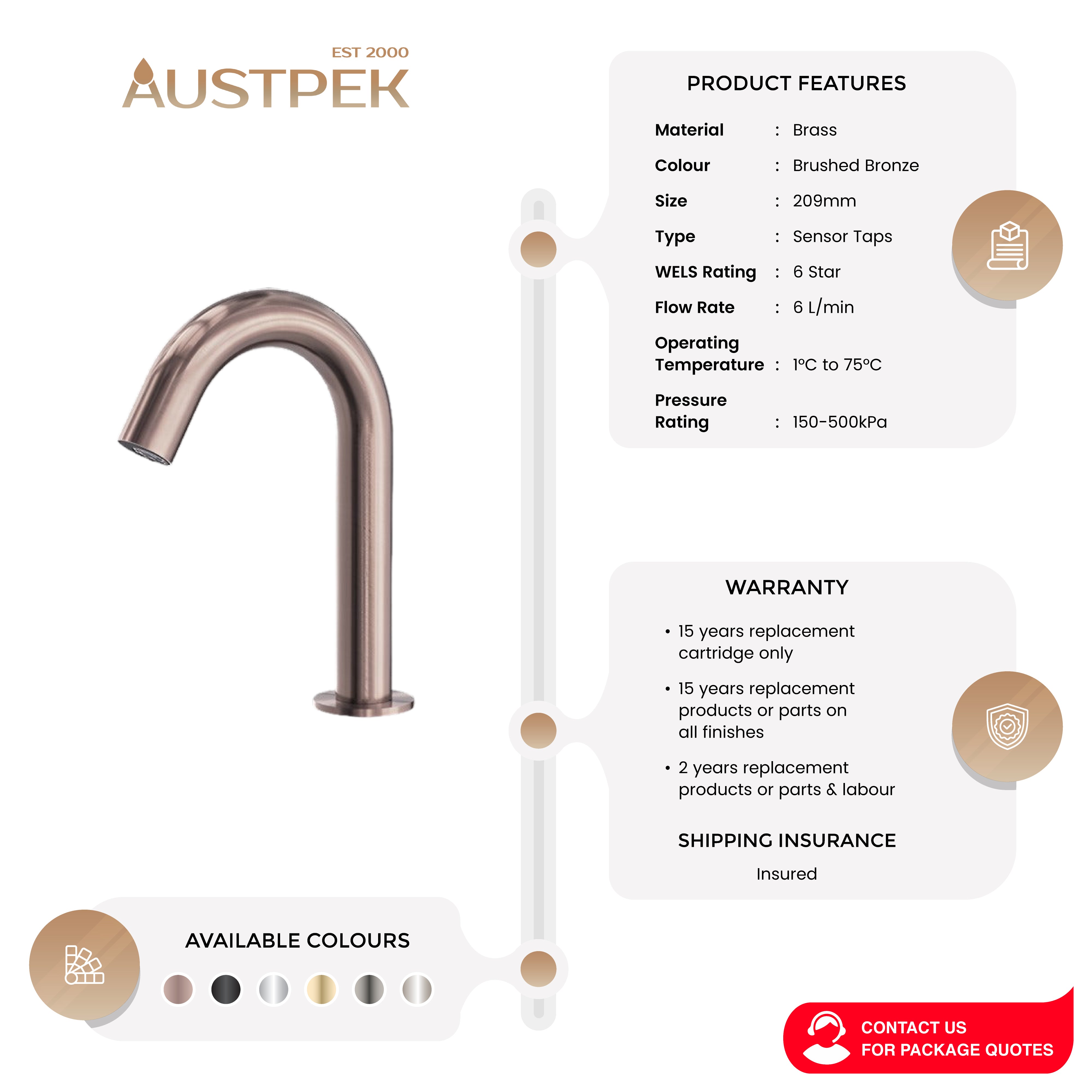 NERO MECCA SENSOR TAP BRUSHED BRONZE