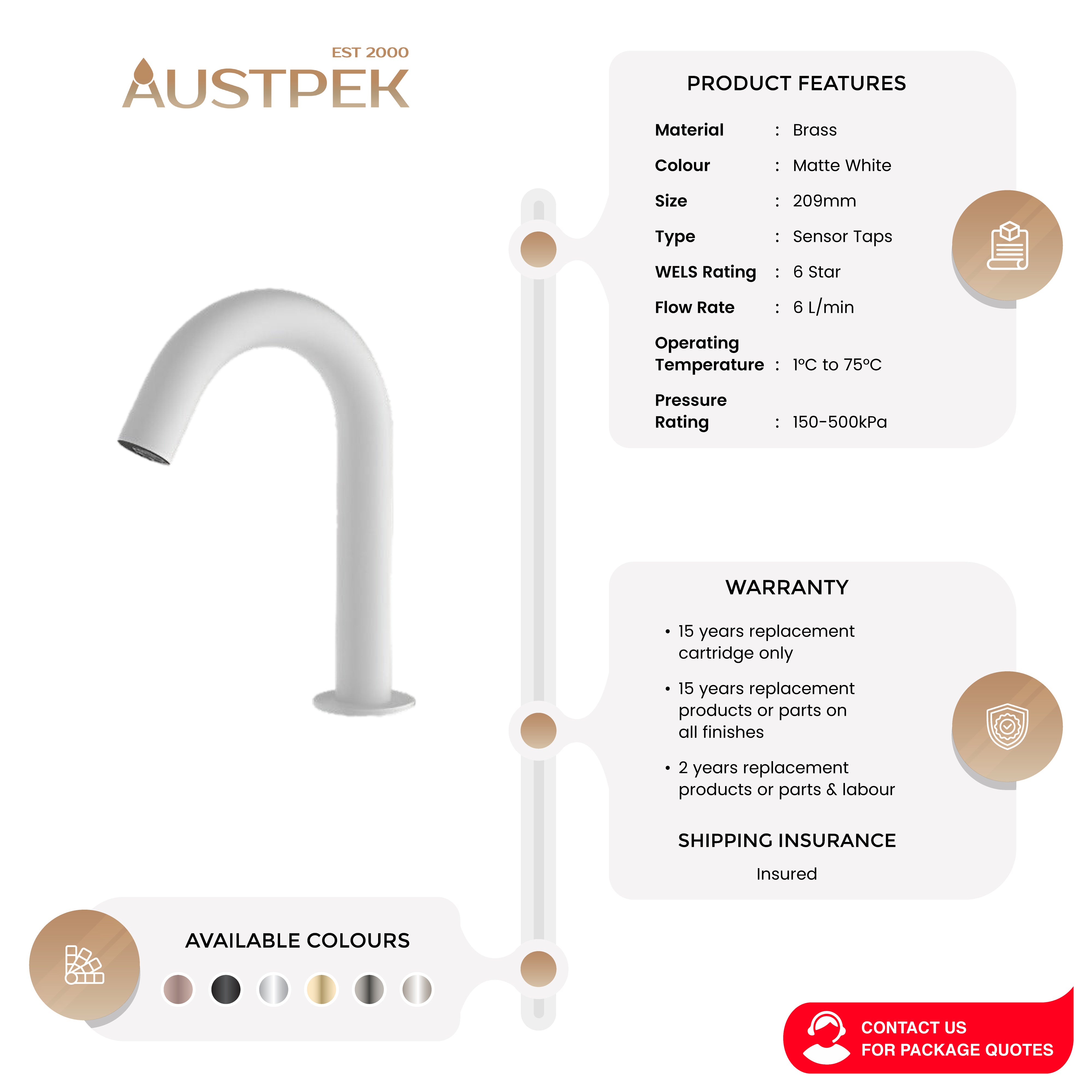 NERO MECCA SENSOR TAP MATTE WHITE