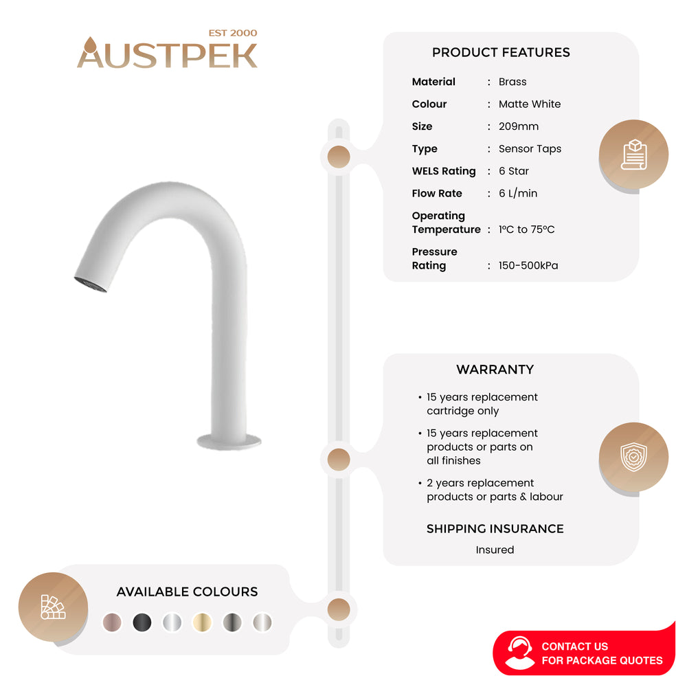 NERO MECCA SENSOR TAP MATTE WHITE