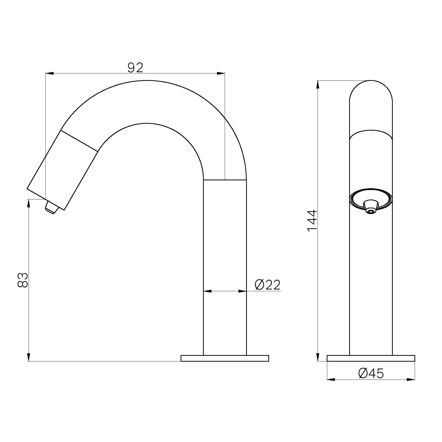 NERO MECCA HOB MOUNTED SENSOR SOAP DISPENSOR 144MM BRUSHED BRONZE