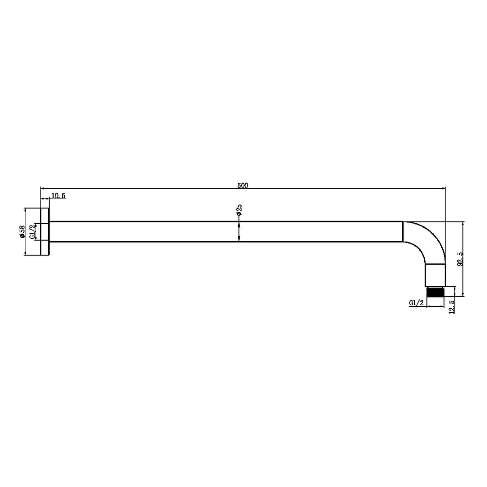 NERO ROUND SHOWER ARM BRUSHED GOLD (AVAILABLE IN 330MM AND 500MM)