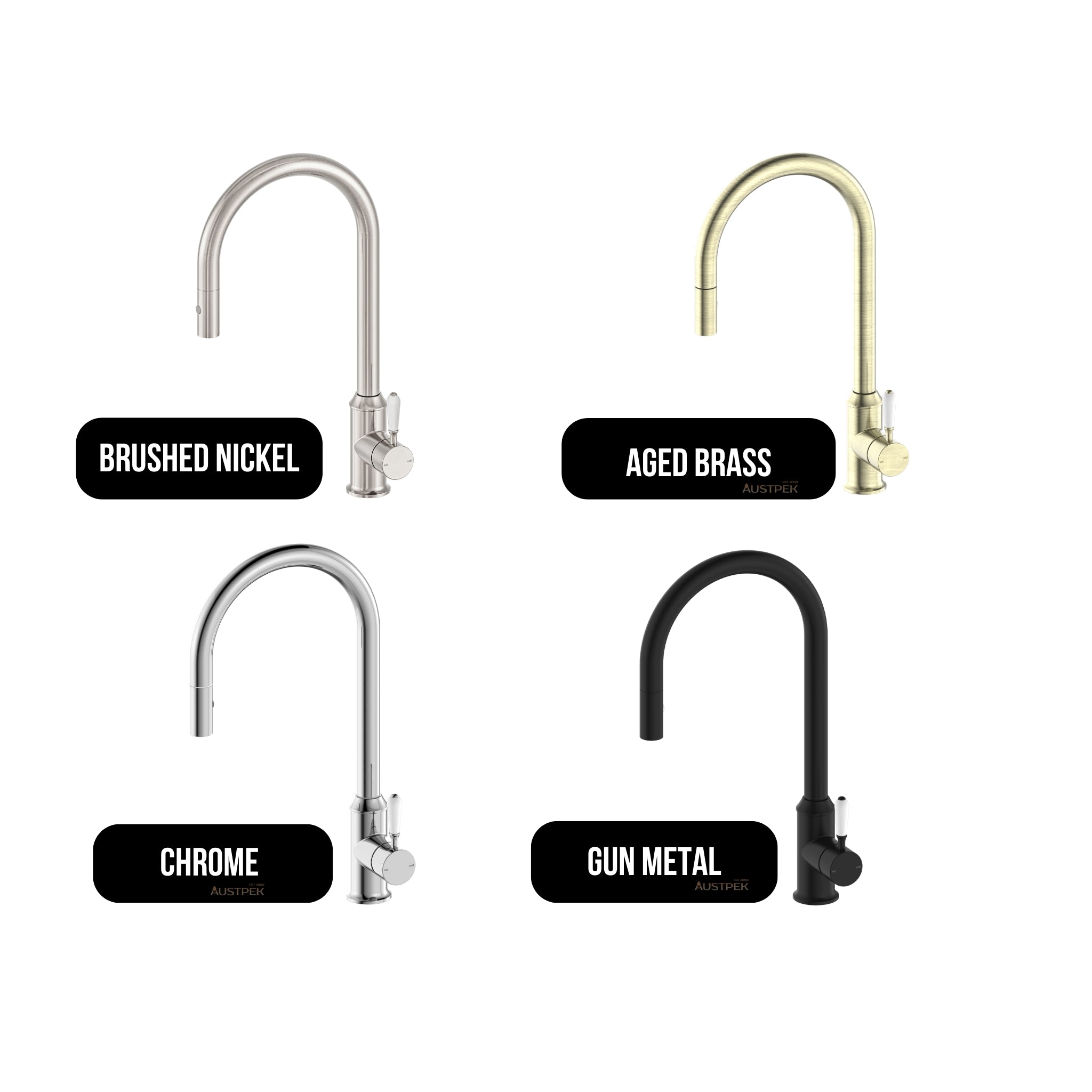 NERO YORK SPRAY PULL OUT SINK MIXER WITH WHITE PORCELAIN LEVER 457MM AGED BRASS