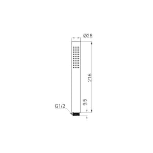 NERO ZEN SS316L HAND SHOWER 216MM BRUSHED GOLD technical drawing