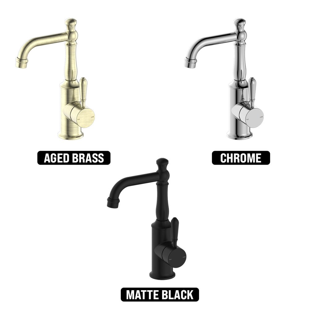 NERO YORK BASIN MIXER WITH METAL LEVER 265MM CHROME