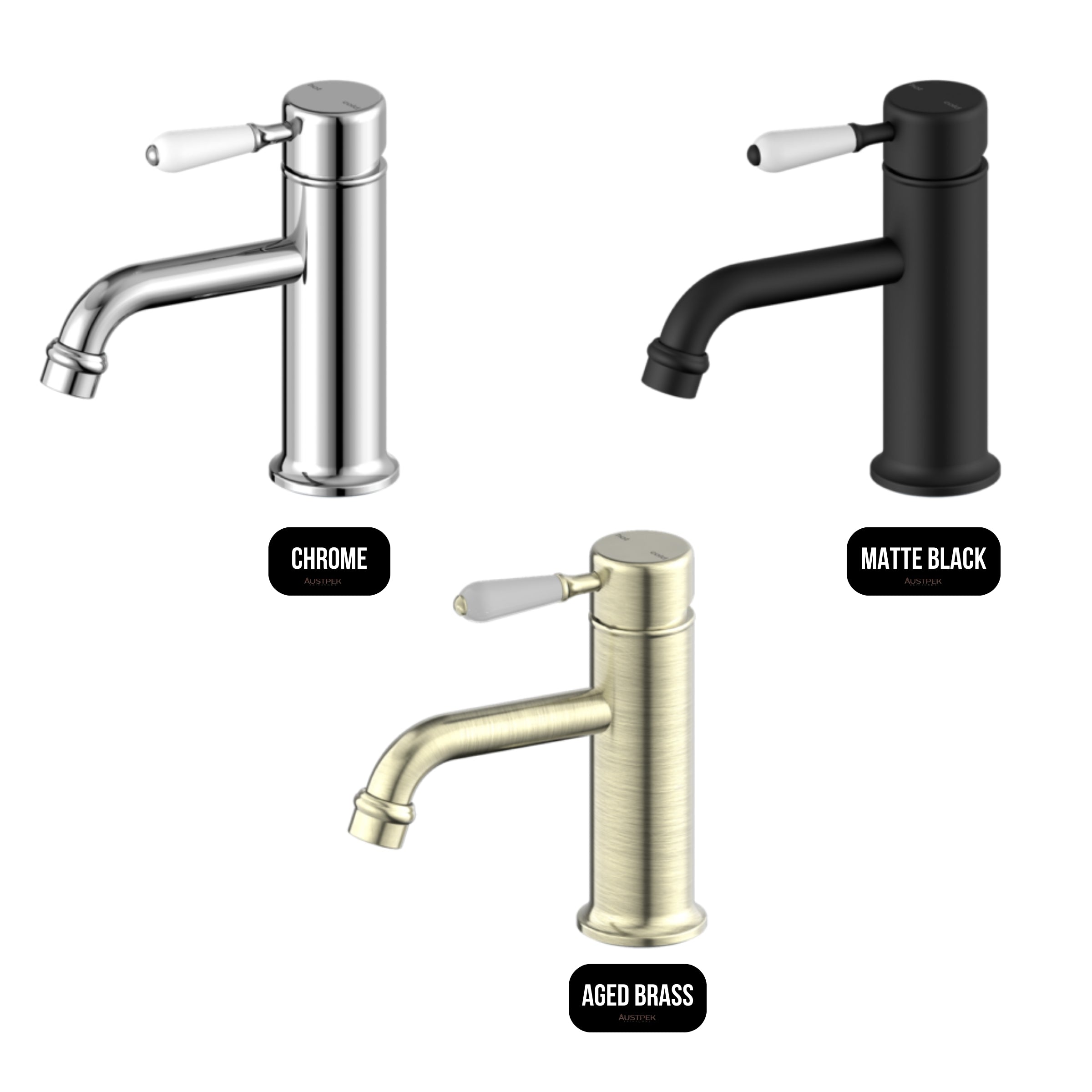 NERO YORK BASIN MIXER WITH WHITE PORCELAIN LEVER 170MM CHROME