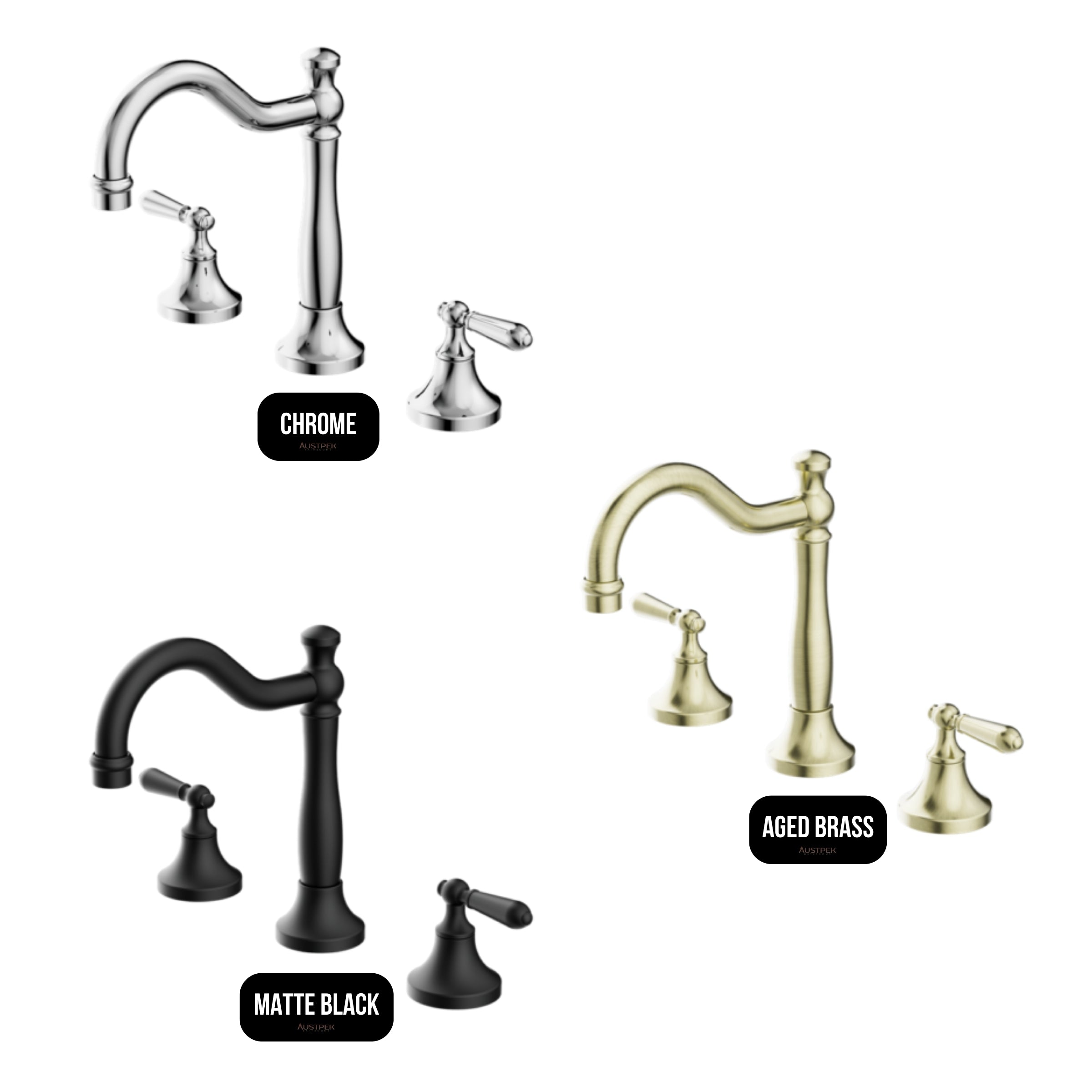 NERO YORK THREE PIECE BASIN SET WITH METAL LEVER CHROME