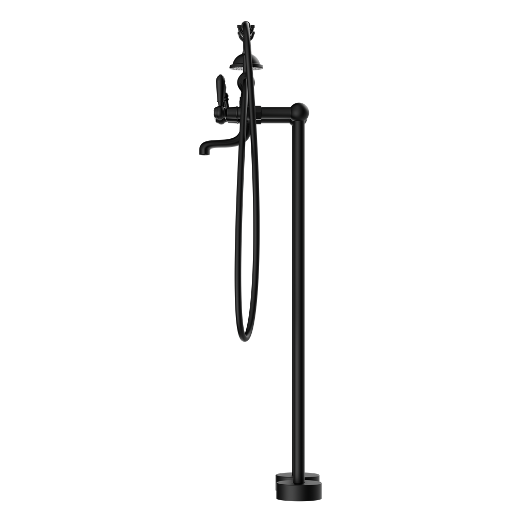NERO YORK FREESTANDING BATH SET WITH METAL HAND SHOWER MATTE BLACK