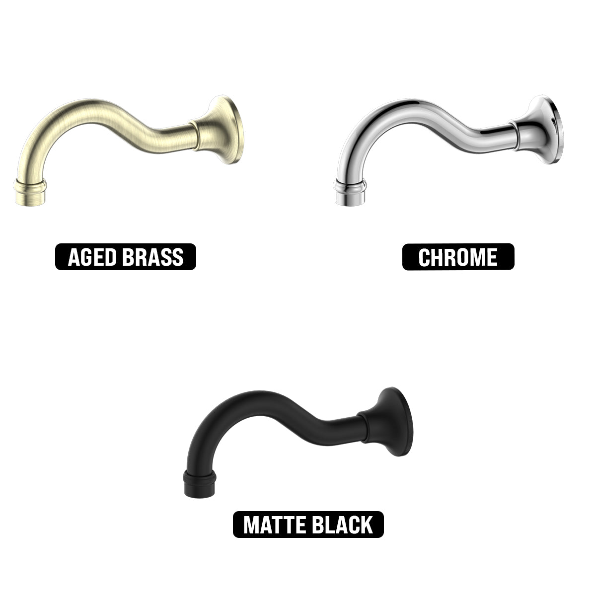 NERO YORK BASIN/ BATH SPOUT 205MM MATTE BLACK