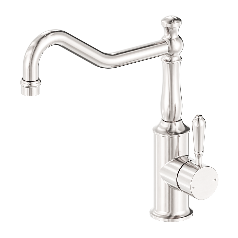 NERO YORK LEAD FREE KITCHEN MIXER WITH METAL LEVER 265MM BRUSHED NICKEL