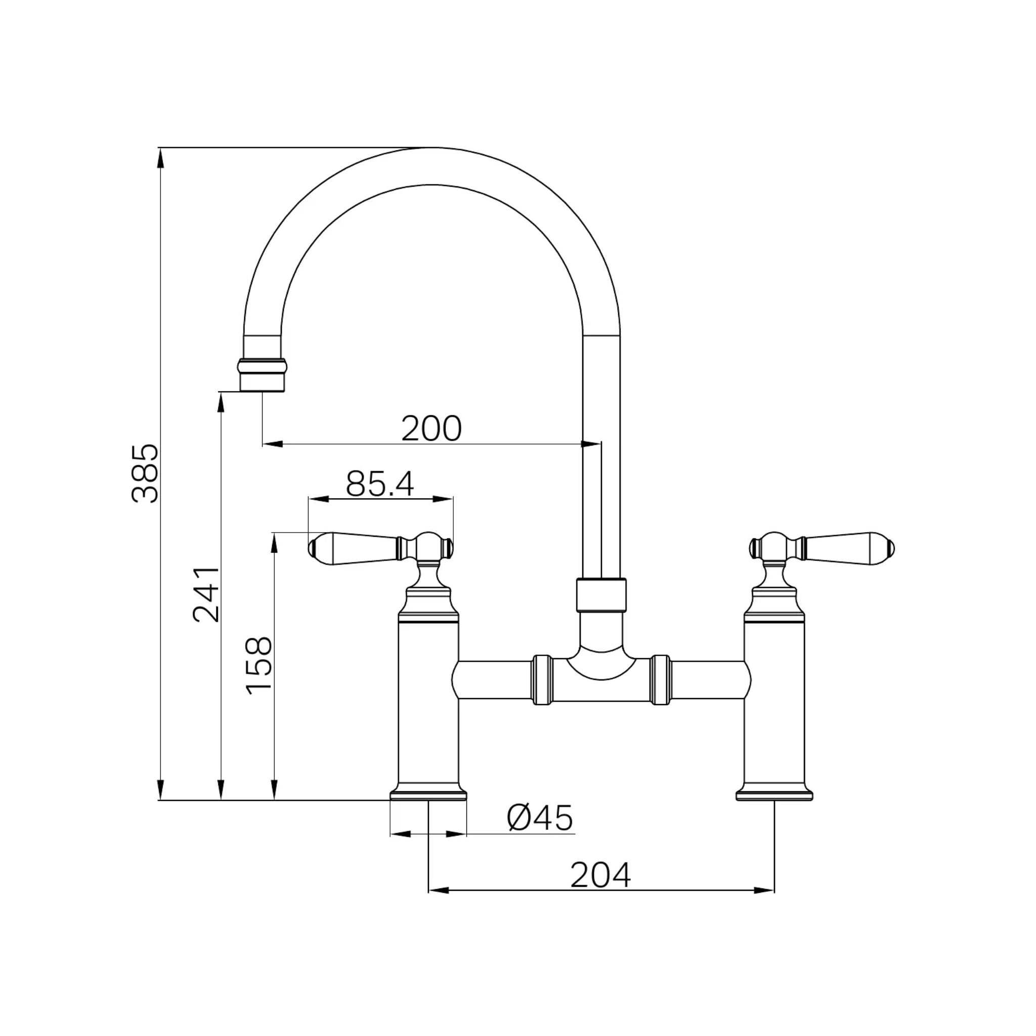 NERO YORK BRIDGE KITCHEN SET 385MM BRUSHED NICKEL