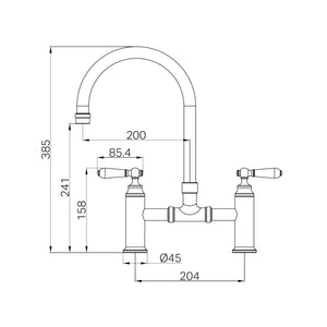 NERO YORK BRIDGE KITCHEN SET 385MM BRUSHED NICKEL