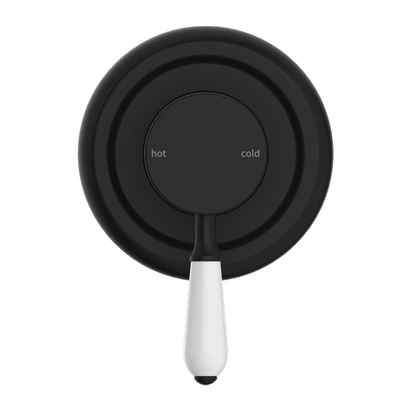 NERO YORK SHOWER MIXER WITH WHITE PORCELAIN LEVER 100MM MATTE BLACK