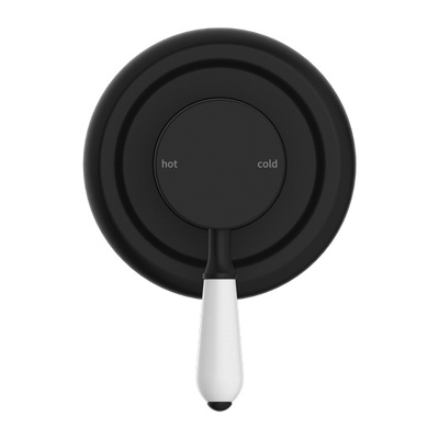 NERO YORK SHOWER MIXER WITH WHITE PORCELAIN LEVER 100MM MATTE BLACK