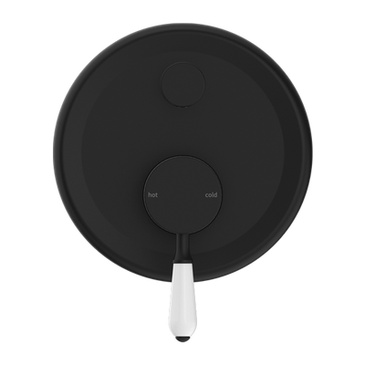 NERO YORK SHOWER MIXER DIVERTER WITH WHITE PORCELAIN LEVER 160MM MATTE BLACK