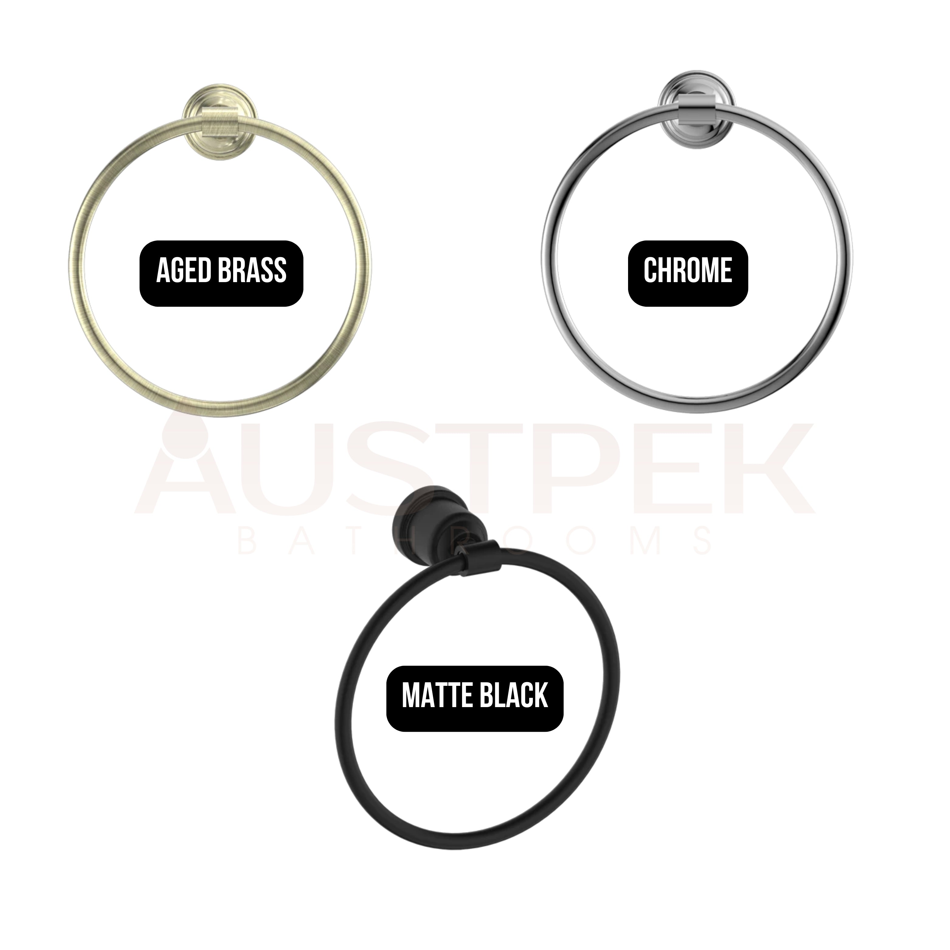 NERO YORK TOWEL RING 199MM AGED BRASS