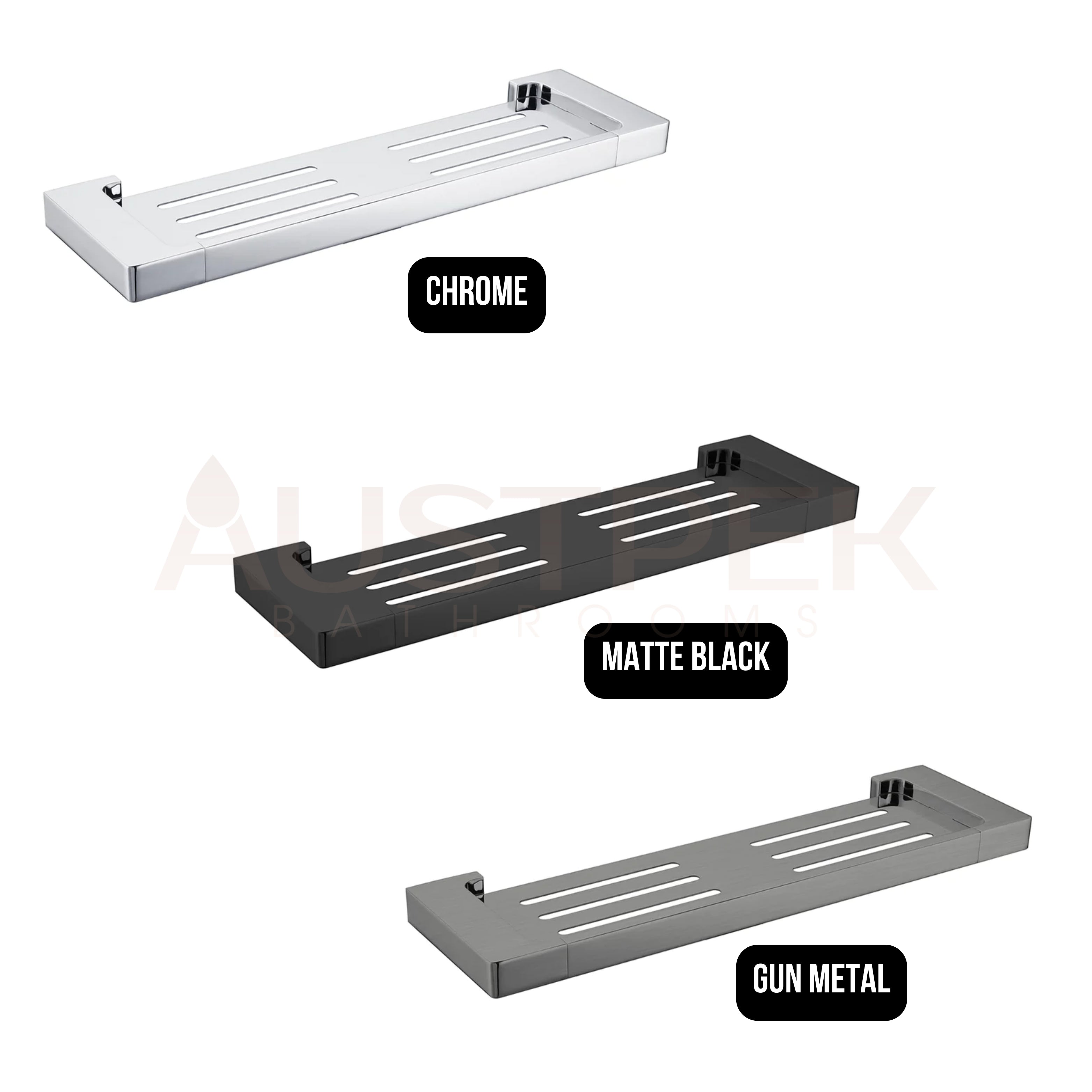 NERO PEARL METAL SHOWER SHELF 426MM CHROME