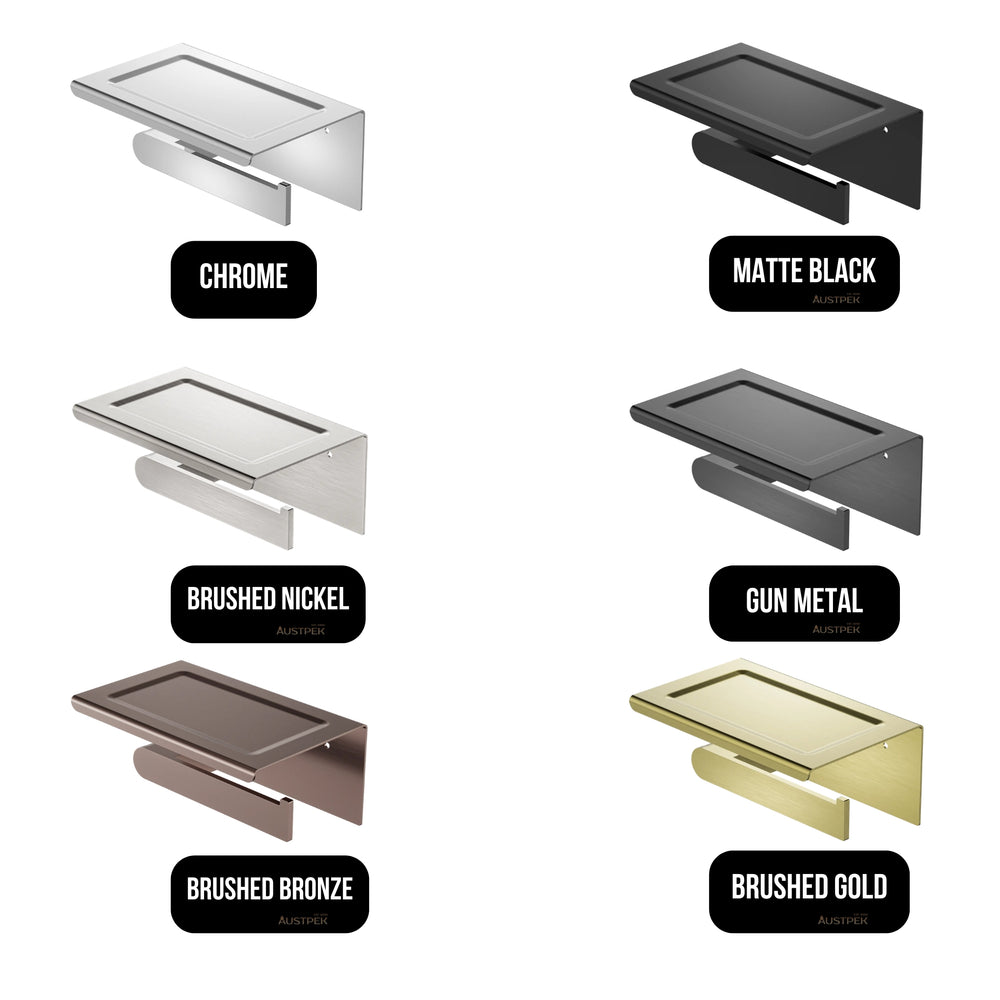 NERO BIANCA TOILET ROLL HOLDER WITH PHONE HOLDER 185MM GUN METAL