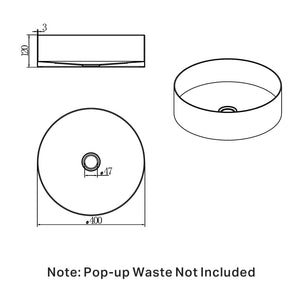 NERO OPAL ROUND STAINLESS STEEL BASIN BRUSHED GOLD 400MM