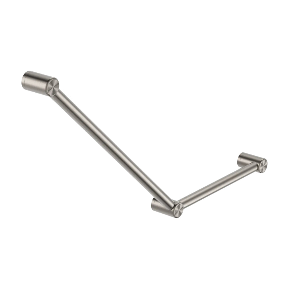 NERO MECCA CARE 32MM AMBULANT TOILET GRAB RAIL 45° 750X450MM BRUSHED NICKEL