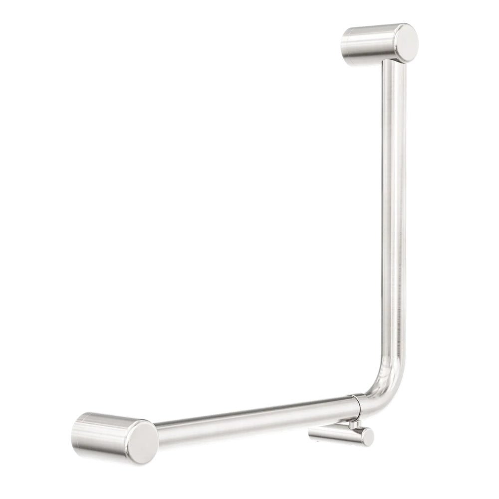 NERO MECCA CARE 32MM AMBULANT 90 DEGREE BENT TUBE GRAB RAIL 450X450MM BRUSHED NICKEL