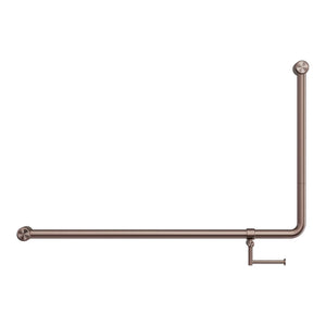 NERO MECCA CARE 32MM DDA ACCESSIBLE 90 DEGREE BENT TUBE GRAB RAIL WITH TOILET ROLL HOLDER 600X1000MM BRUSHED BRONZE