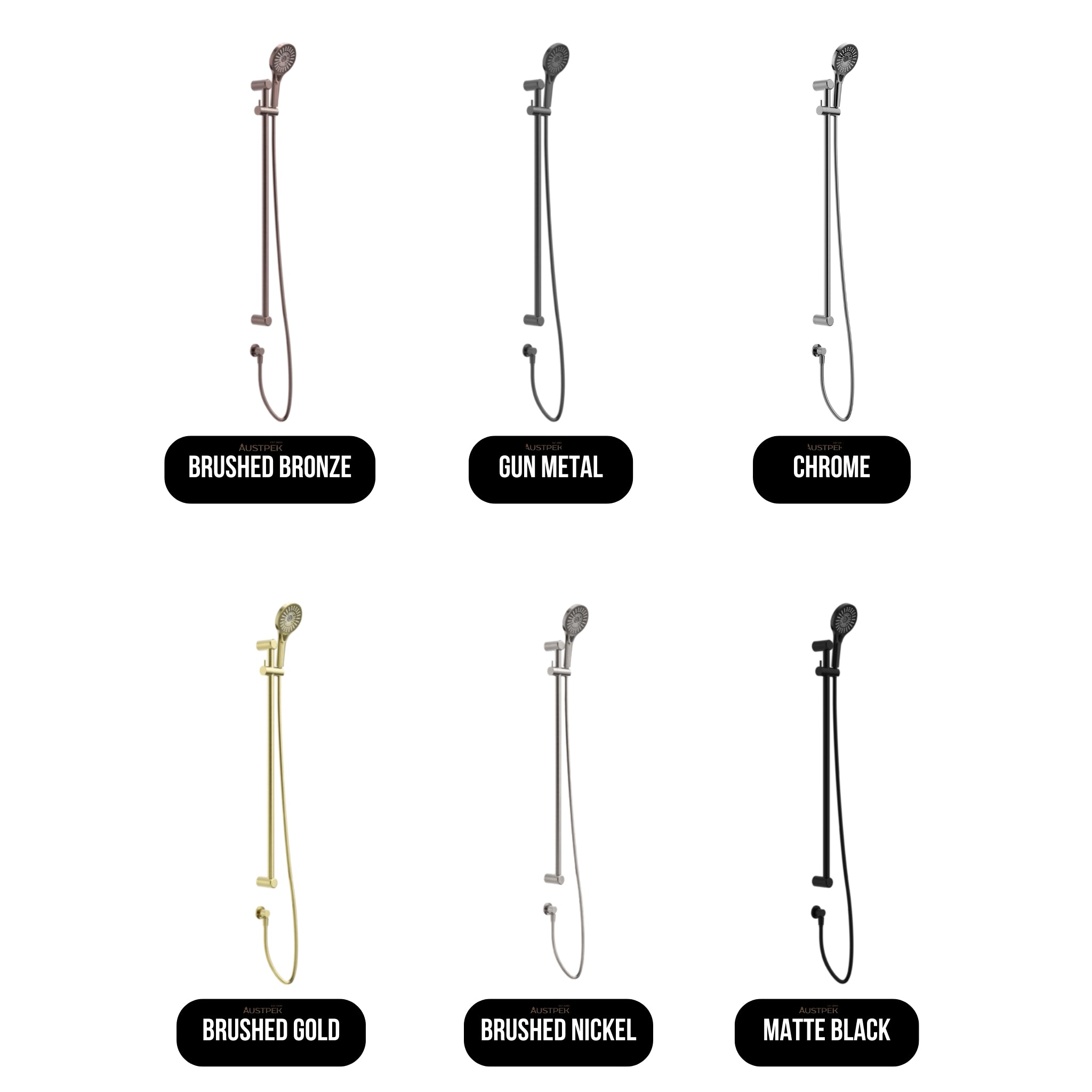 NERO MECCA CARE 25MM GRAB RAIL AND ADJUSTABLE SHOWER RAIL SET 900MM BRUSHED BRONZE