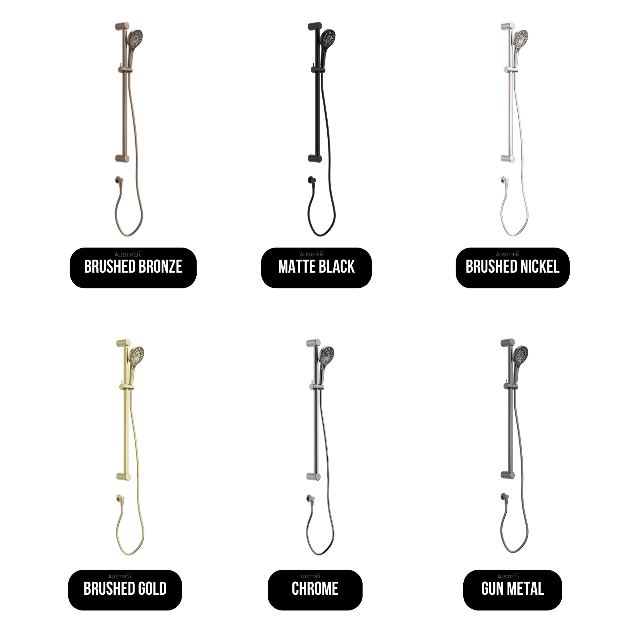 NERO MECCA CARE 32MM GRAB RAIL AND ADJUSTABLE SHOWER RAIL SET 900MM BRUSHED BRONZE