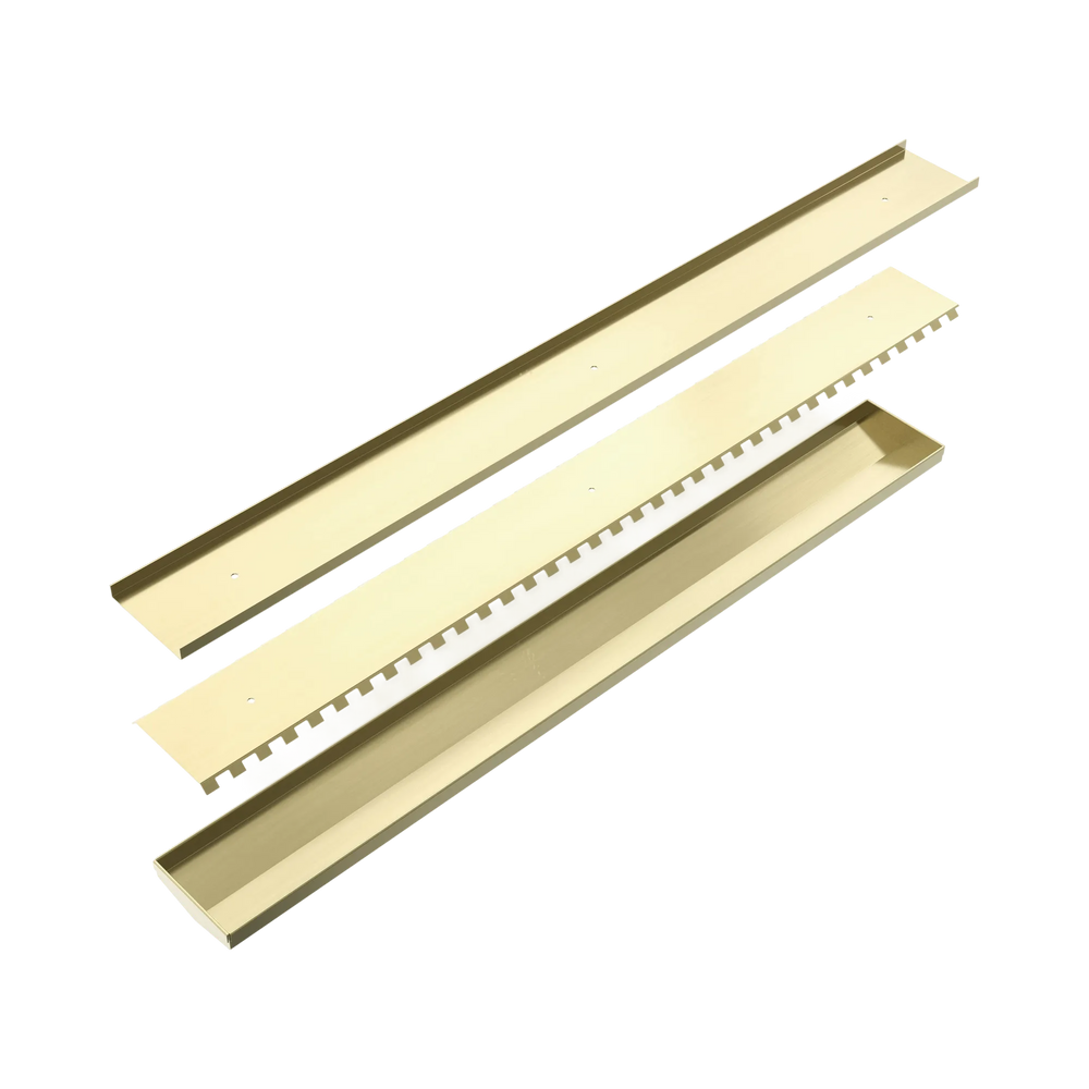 NERO TILE INSERT V CHANNEL 900X106MM FLOOR GRATE WITHOUT OUTLET BRUSHED GOLD