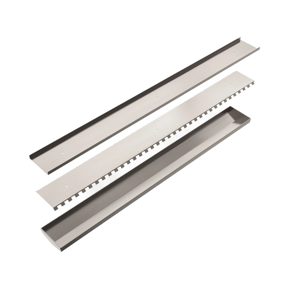 NERO TILE INSERT V CHANNEL 900X106MM FLOOR GRATE WITHOUT OUTLET BRUSHED NICKEL
