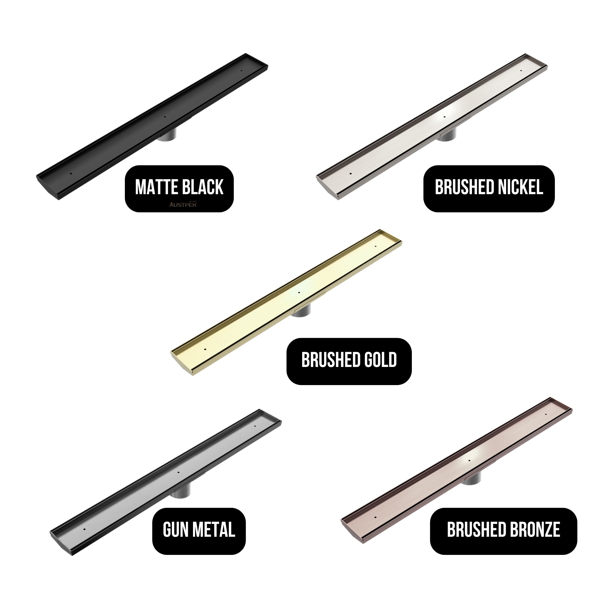 NERO V CHANNEL TILE INSERT FLOOR GRATE 900MM BRUSHED NICKEL (AVAILABLE IN 90MM AND 80MM OUTLET)