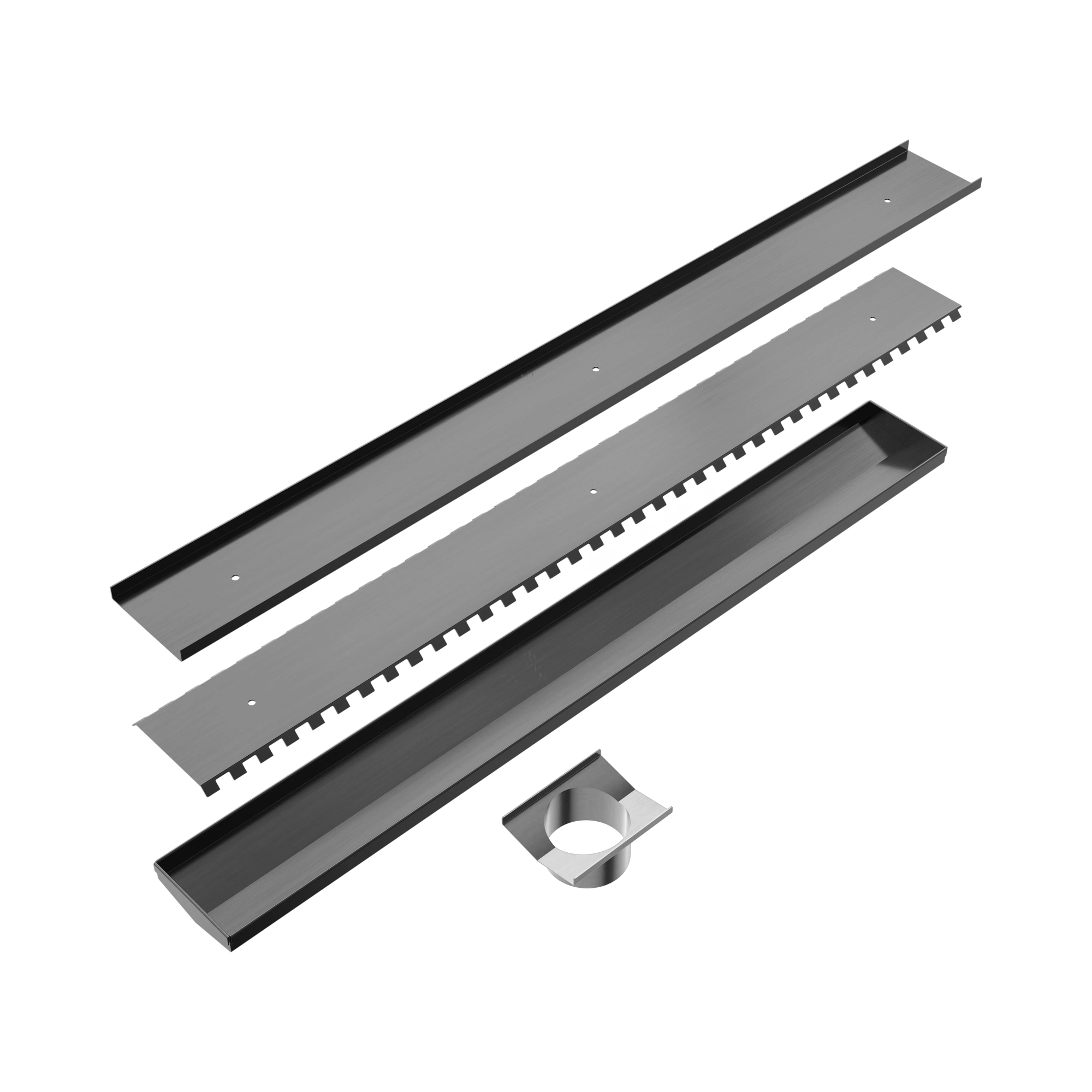 NERO V CHANNEL TILE INSERT FLOOR GRATE 900MM GUN METAL (AVAILABLE IN 90MM AND 80MM OUTLET)