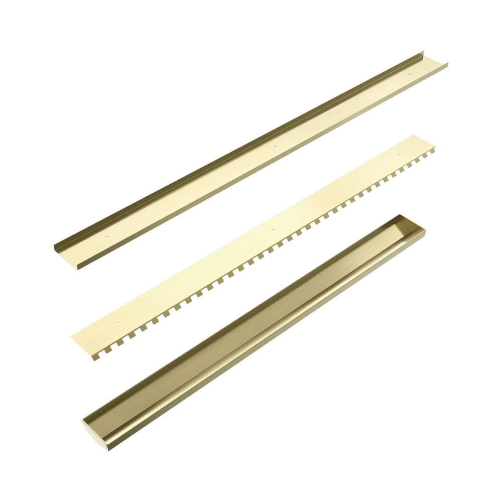 NERO TILE INSERT V CHANNEL 900X82MM FLOOR GRATE WITHOUT OUTLET BRUSHED GOLD