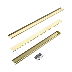 NERO V CHANNEL TILE INSERT FLOOR GRATE 900MM BRUSHED GOLD