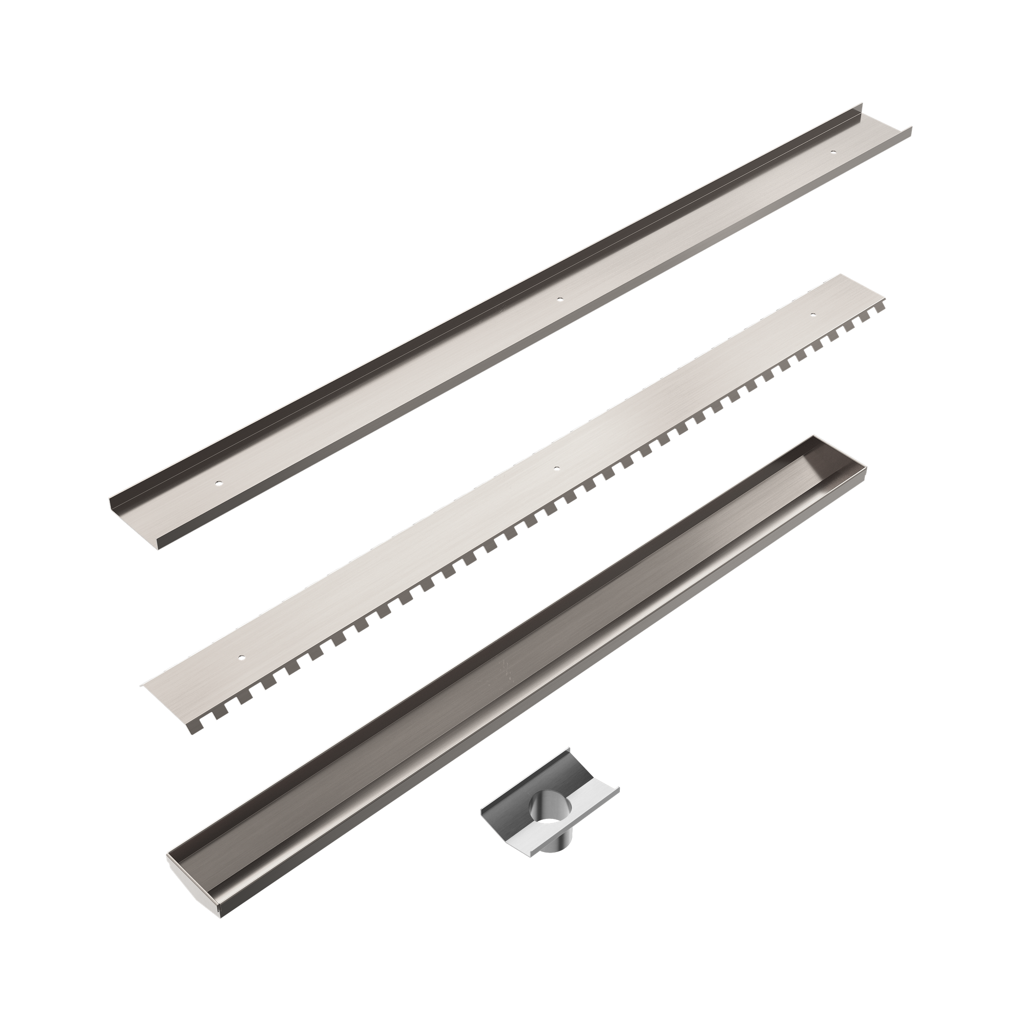 NERO V CHANNEL TILE INSERT FLOOR GRATE 900MM BRUSHED NICKEL