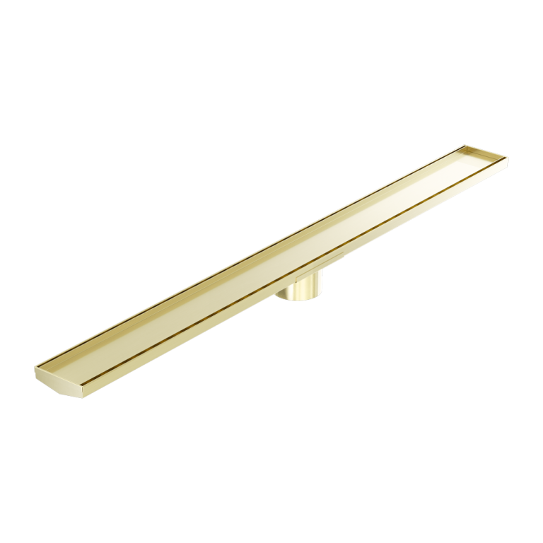 NERO V CHANNEL TILE INSERT FLOOR GRATE 1200MM BRUSHED GOLD (AVAILABLE IN 90MM AND 80MM OUTLET)
