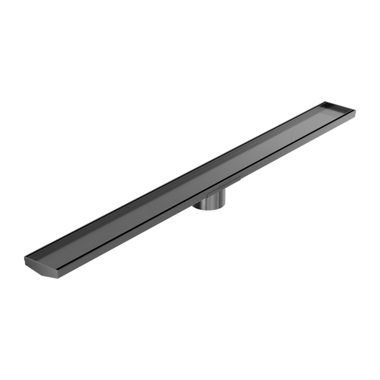 NERO V CHANNEL TILE INSERT FLOOR GRATE 1200MM GUN METAL (AVAILABLE IN 90MM AND 80MM OUTLET)