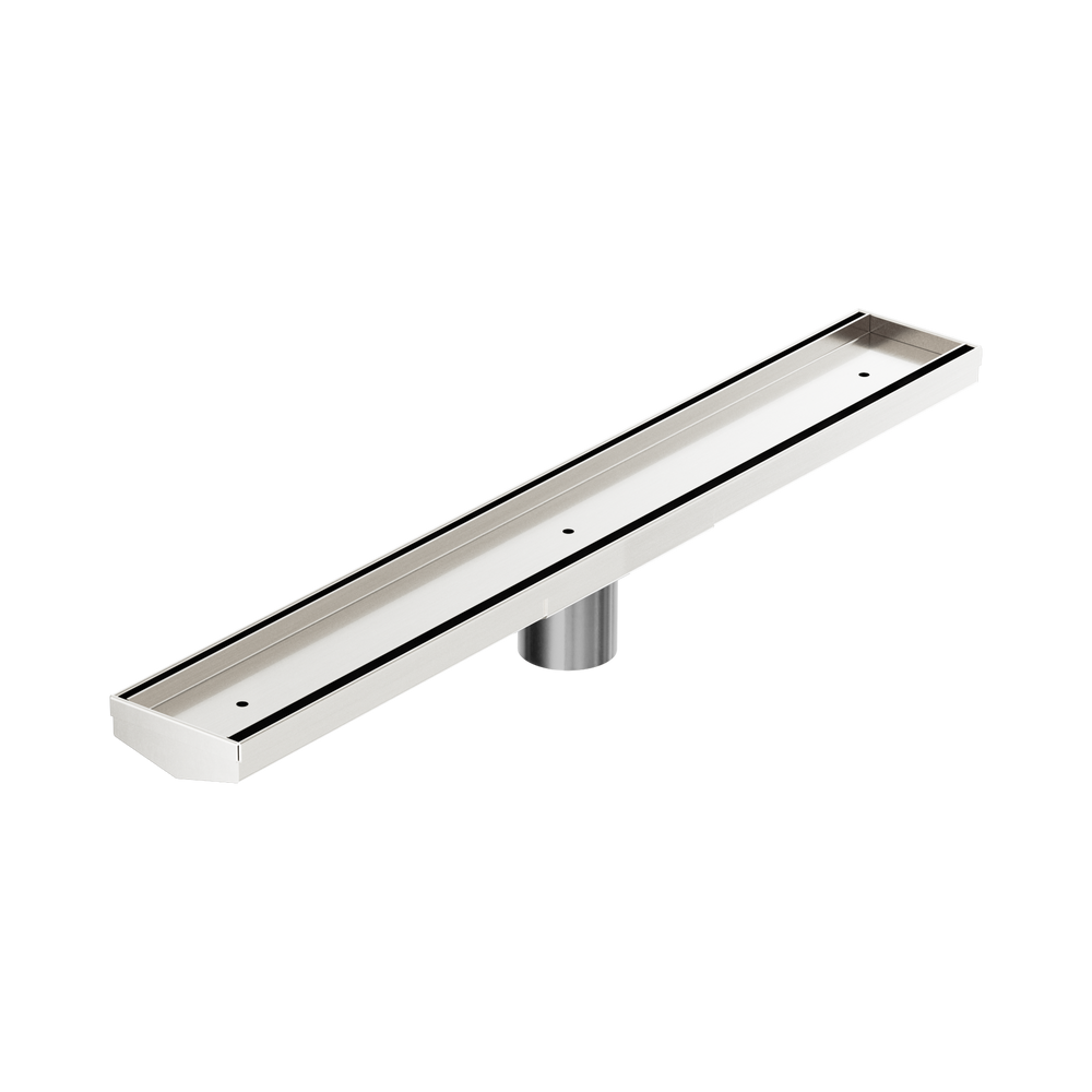 NERO V CHANNEL TILE INSERT FLOOR GRATE BRUSHED NICKEL (AVAILABLE IN 600MM AND 1200MM)
