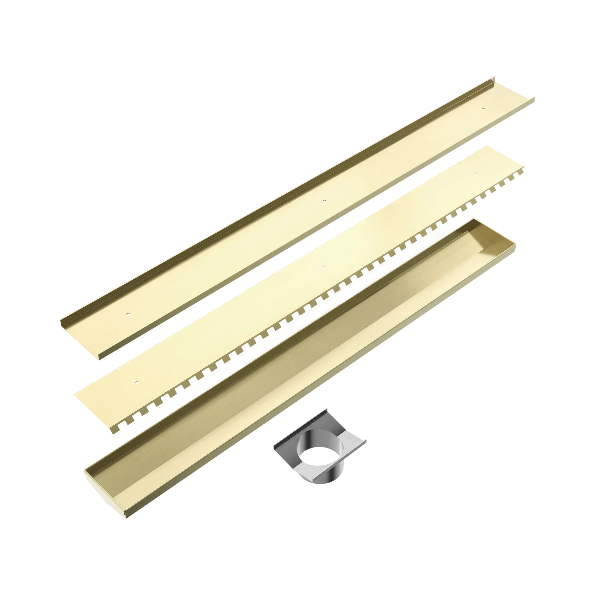 NERO TILE INSERT V CHANNEL 800X106MM FLOOR GRATE 90MM OUTLET BRUSHED GOLD