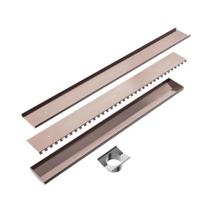 NERO TILE INSERT V CHANNEL 800X106MM FLOOR GRATE 90MM OUTLET BRUSHED BRONZE