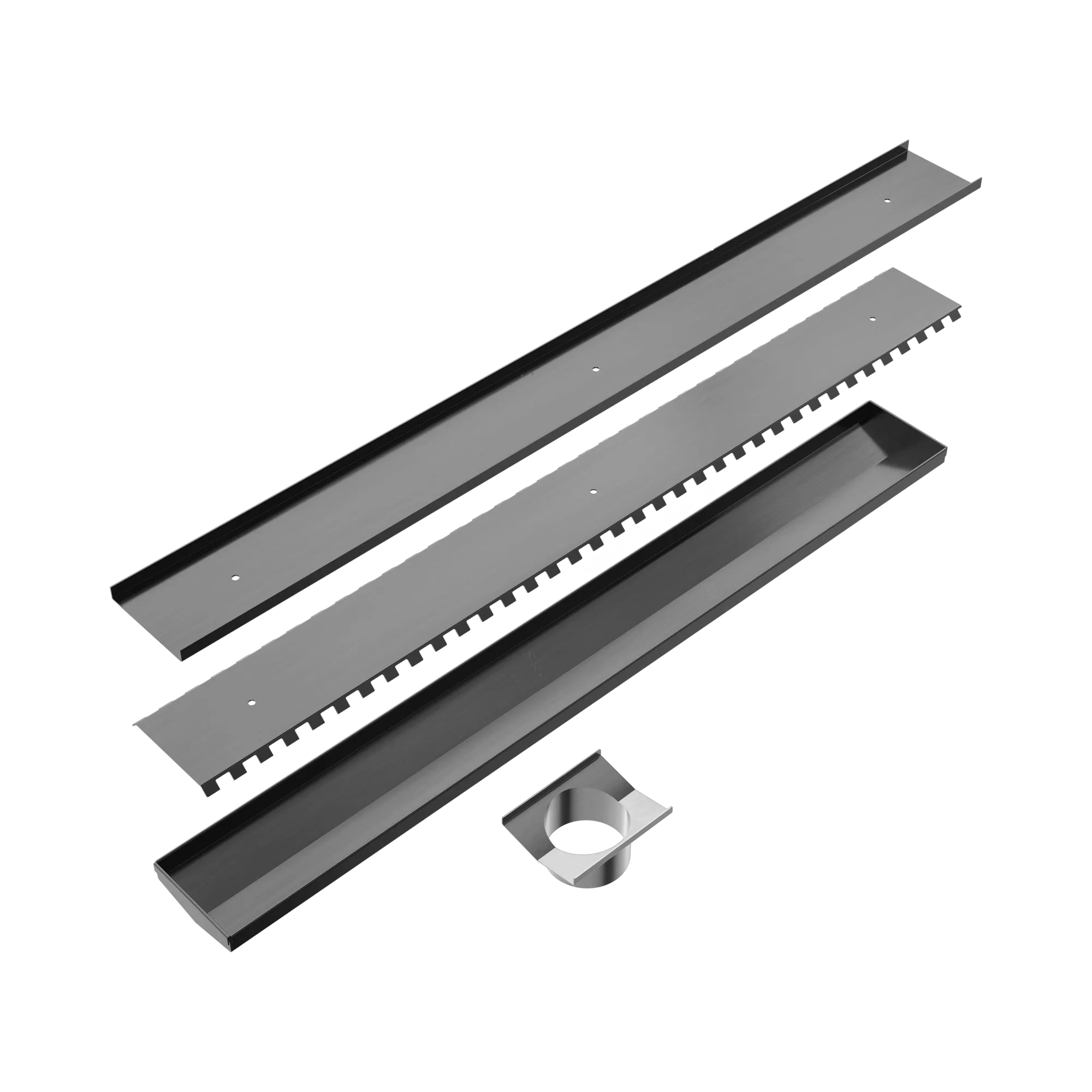 NERO TILE INSERT V CHANNEL 800X106MM FLOOR GRATE 90MM OUTLET GUN METAL