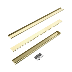 NERO TILE INSERT V CHANNEL 800X82MM FLOOR GRATE 50MM OUTLET BRUSHED GOLD